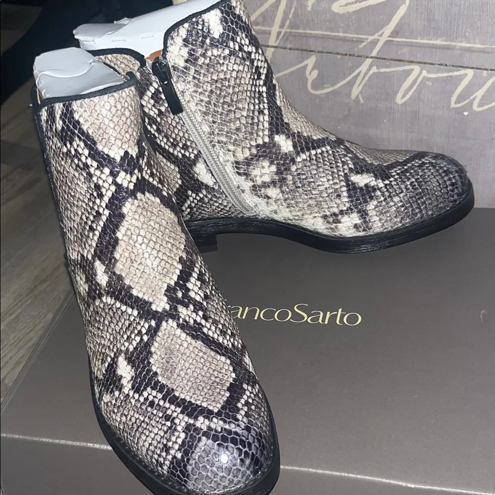 Franco Sarto Snake Print Ankle Booties - Picture 2 of 6